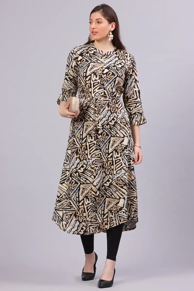 Cotton Abstract Printed Kurti for Women