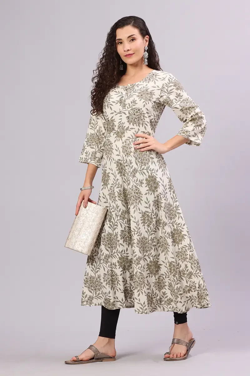 Cotton Printed Anarkali  Kurti for Women  01443144OLI