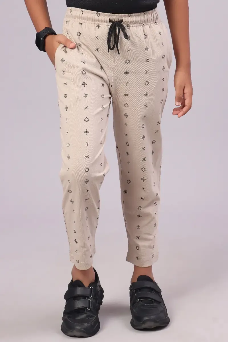 Boy's Conversational Printed Track Pant  014435BEI910YRS