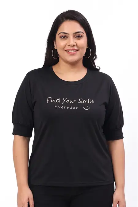 Cotton Blend Printed T-Shirt for Women - Plus Size