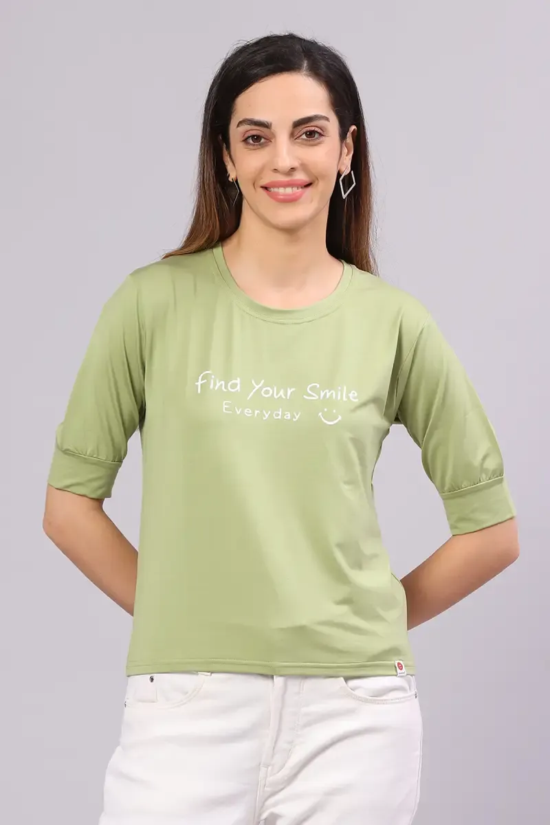 Cotton Blend Printed T-Shirt for Women 014453XLLIGGRE