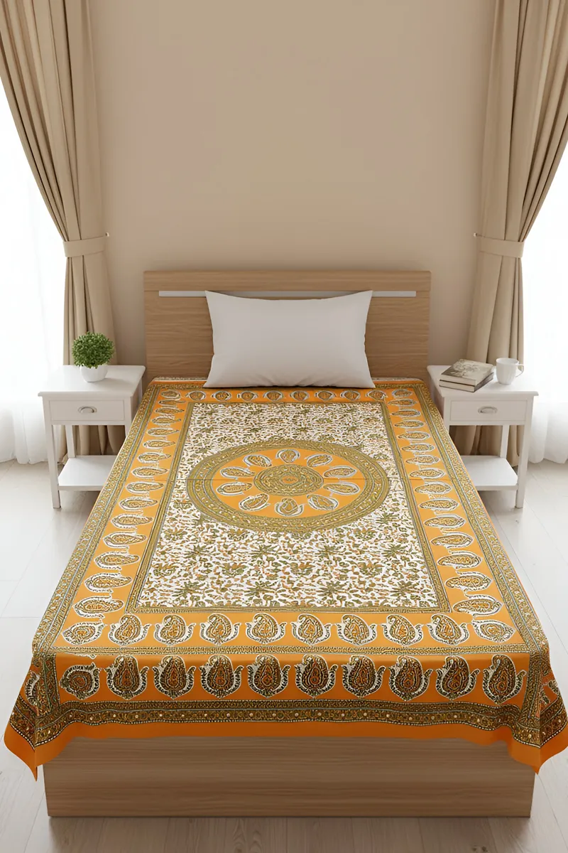 Cotton Printed Single Bedsheet - 1 Pc