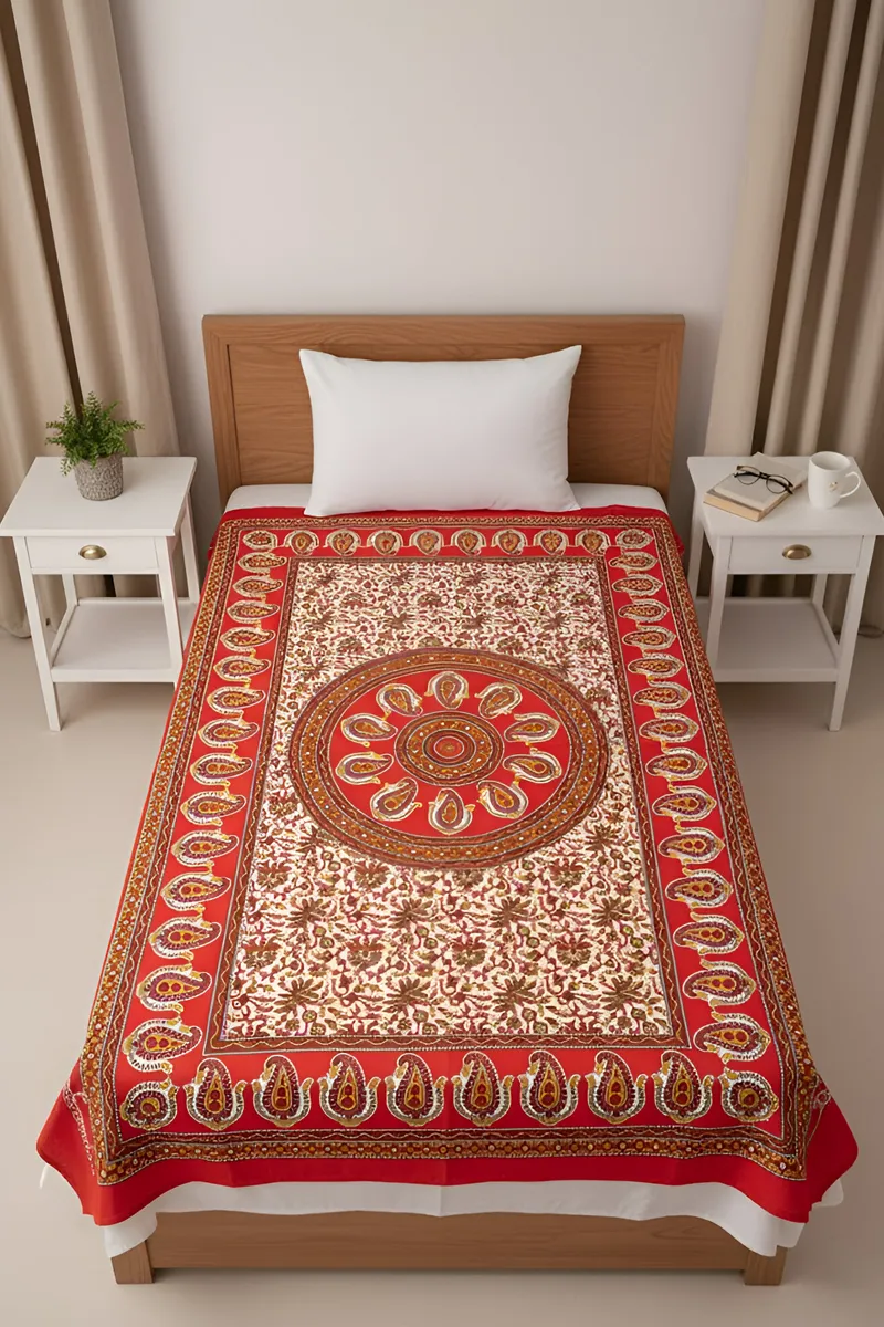 Cotton Printed Single Bedsheet - 1 Pc