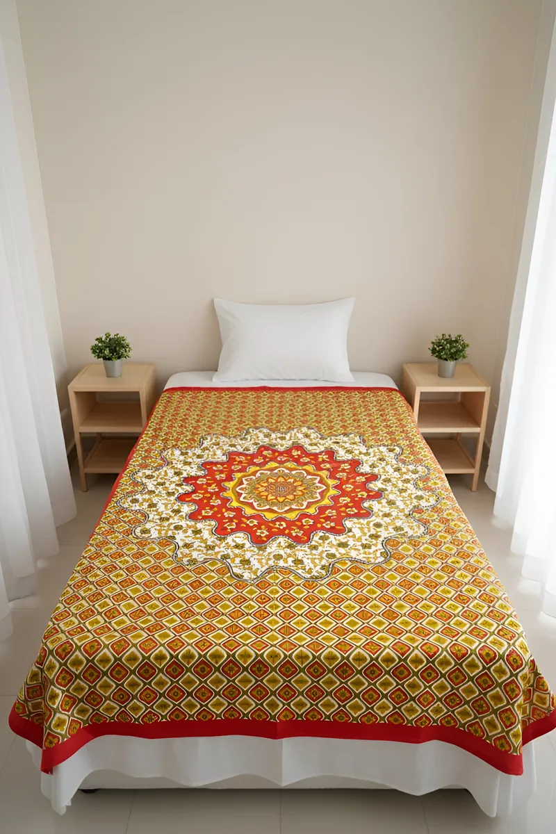 Cotton Printed Single Bedsheet - 1 Pc