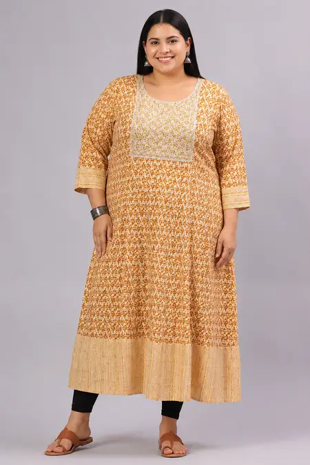 Cotton Printed A-line Kurti for Women - Plus Size