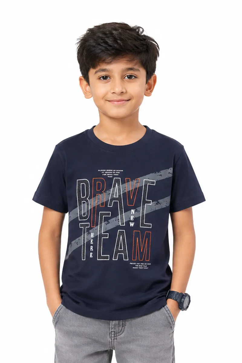 Printed Cotton T-shirt for Boy 01448867YRSNAVBLU