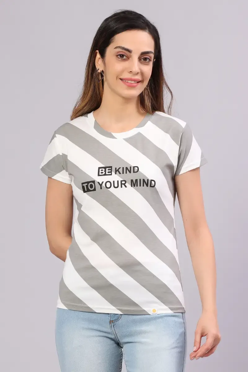 Cotton Blend Printed T-Shirt for Women 014493XLGRE2