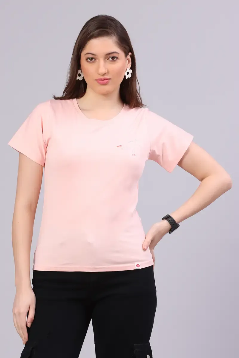 Cotton Blend Printed T-Shirt for Women