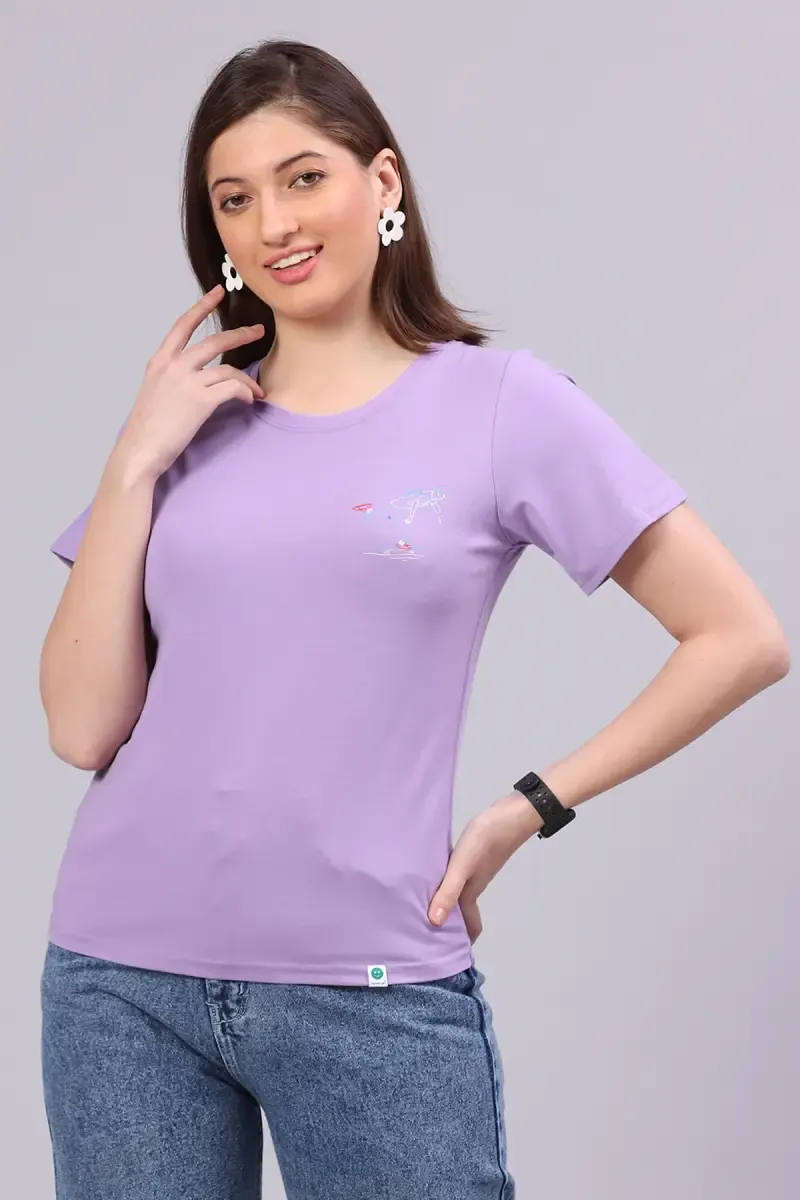 Cotton Blend Printed T-Shirt for Women