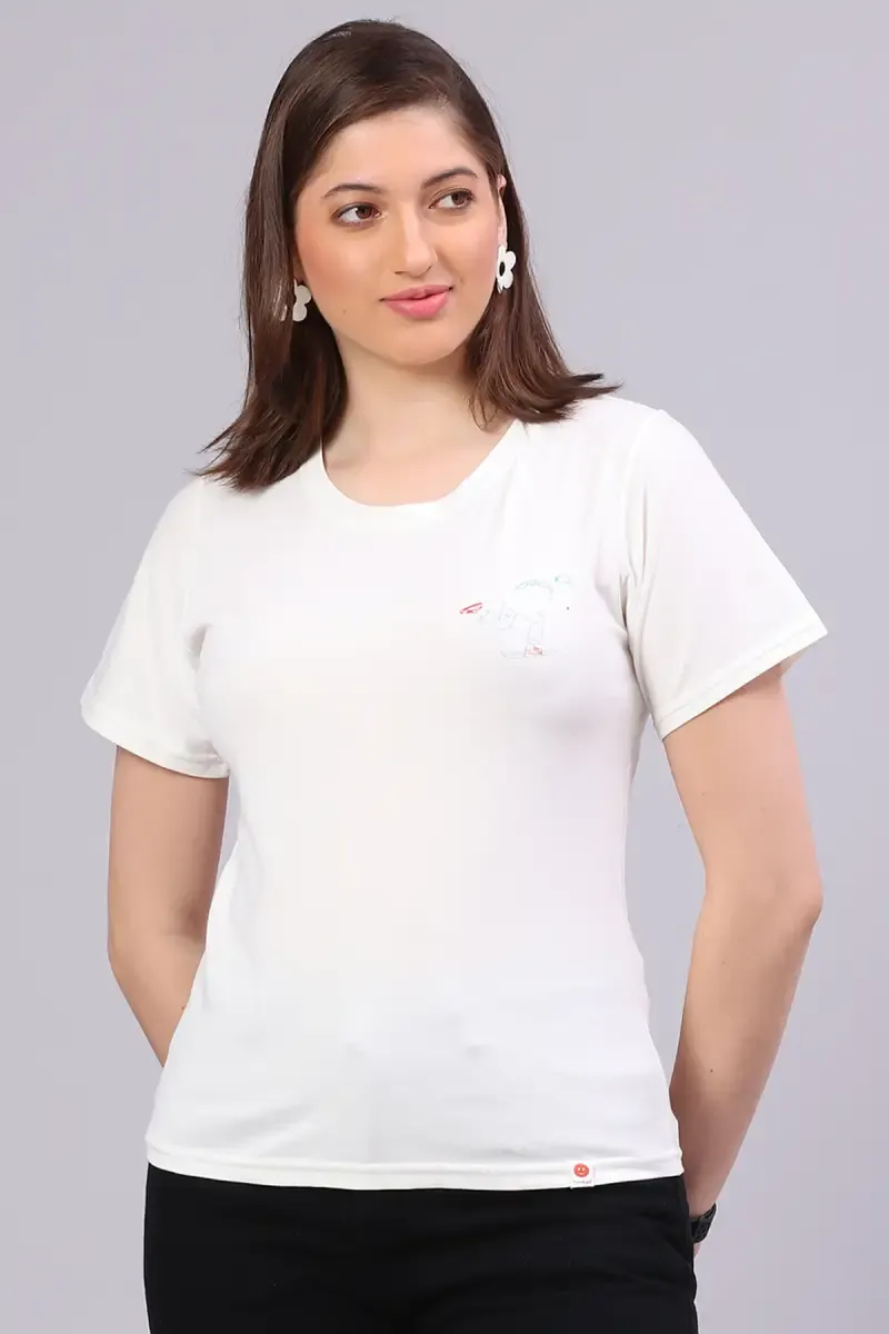 Cotton Blend Printed T-Shirt for Women