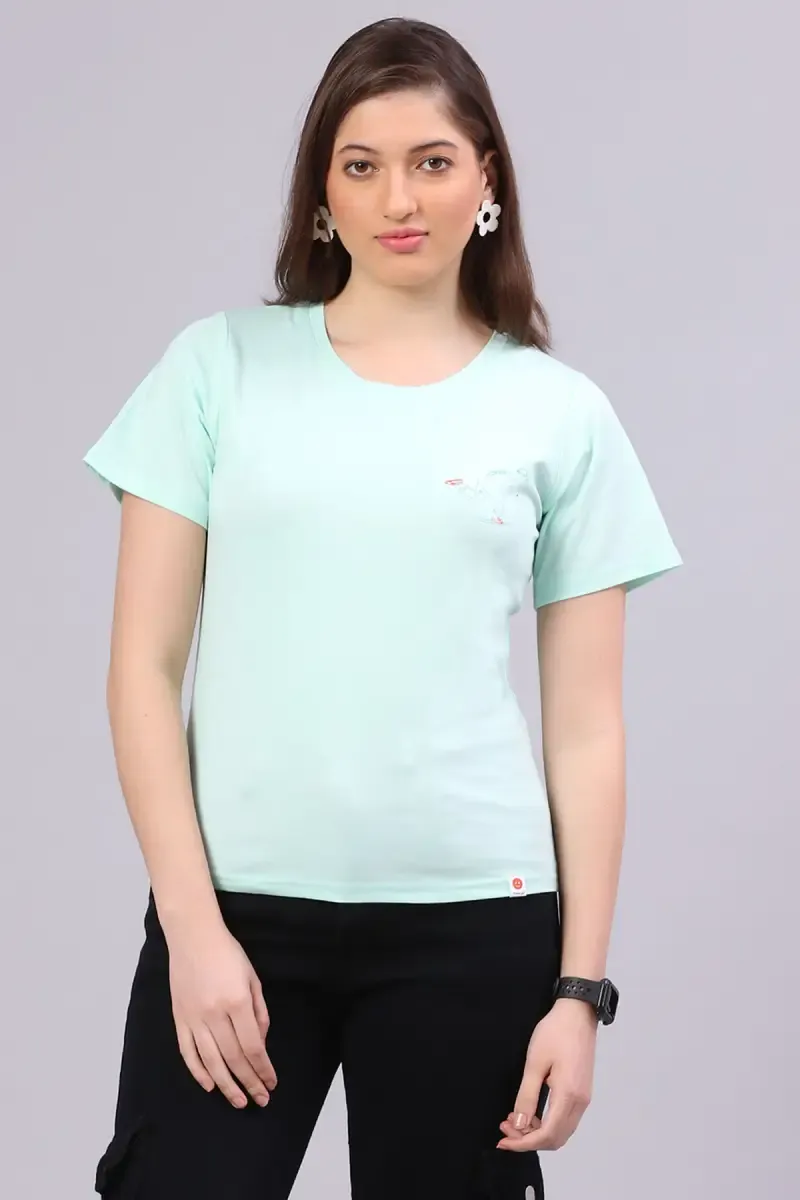 Cotton Blend Printed T-Shirt for Women 014501XXLMINGRE