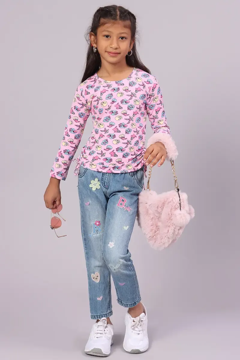 Cotton Conversational Printed T-Shirt for Girl (3 - 16 Yrs) 0145321314YRSPIN