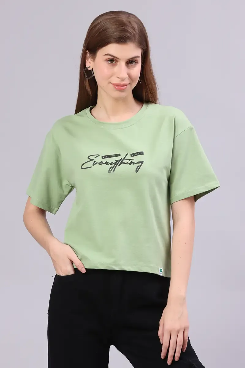Cotton Blend Embossed T-Shirt for Women 014540XLGRE