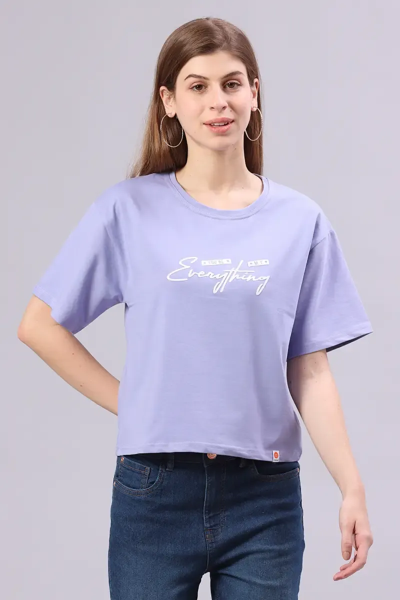 Cotton Blend Embossed T-Shirt for Women 014540XXLLAV