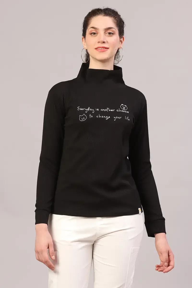 Viscose Typographic Printed T-Shirt for Women