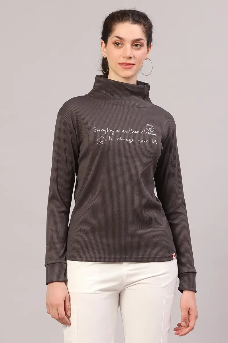 Viscose Typographic Printed T-Shirt for Women