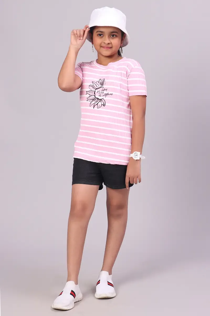 Cotton Hosiery Printed T-Shirt for Girl (10 - 17 Yrs) 0146081617YRSBABPIN