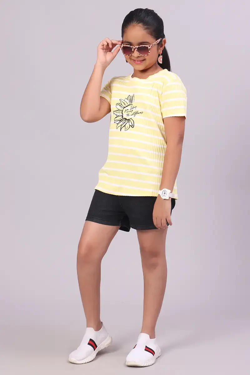 Cotton Hosiery Printed T-Shirt for Girl (10 - 17 Yrs)