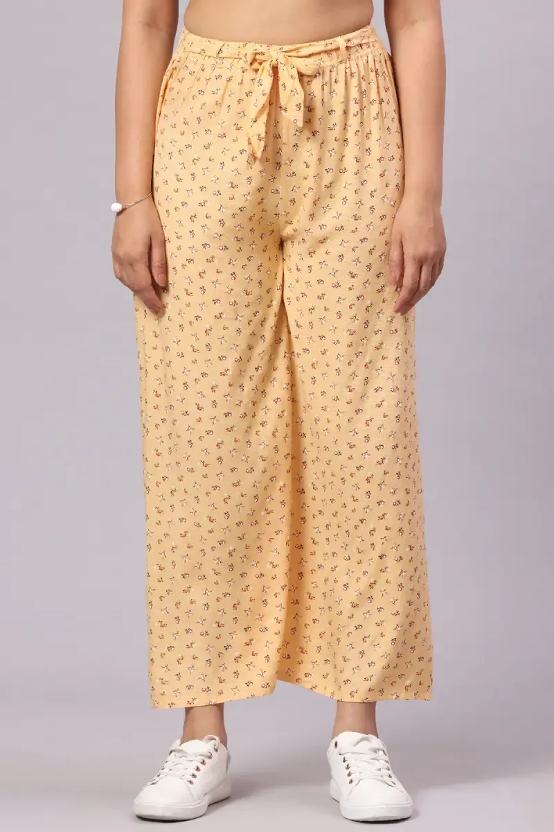 Rayon Floral Printed Palazzo for Women 014623XLYEL