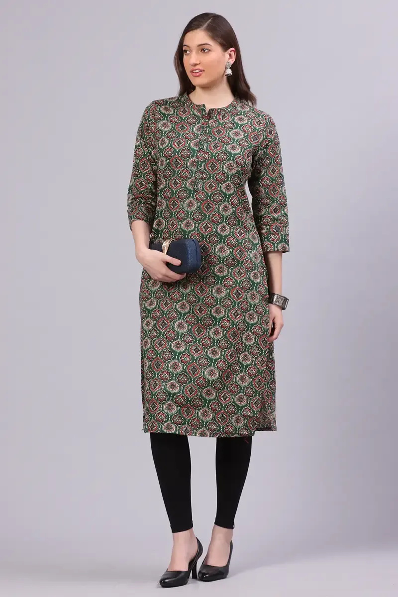 Cotton Blend Printed Kurti for Women  01462644GRE