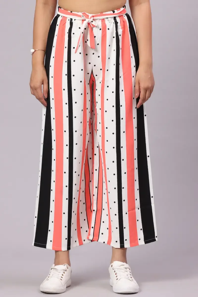 Polyester Striped Palazzo for Women 014631XLPIN