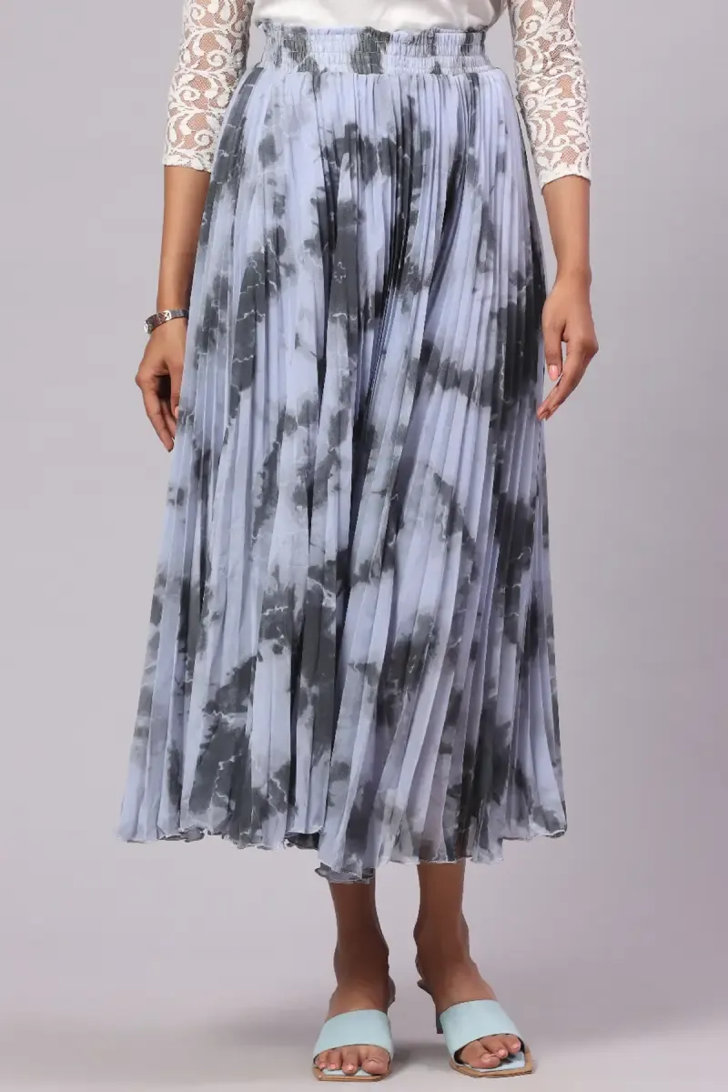 Georgette Tie &Dye Flared Skirt for Women 014670LBLU