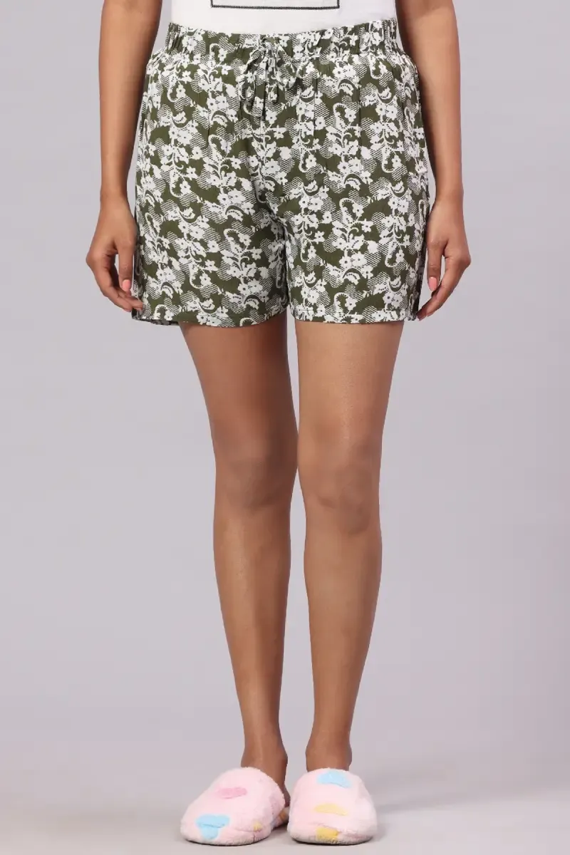 Cotton Rayon Floral Printed Shorts for Women