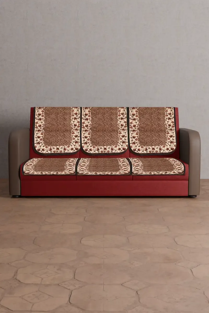 Cotton Embroidery Sofa Cover - Pack of 1 014695COTDARBRO