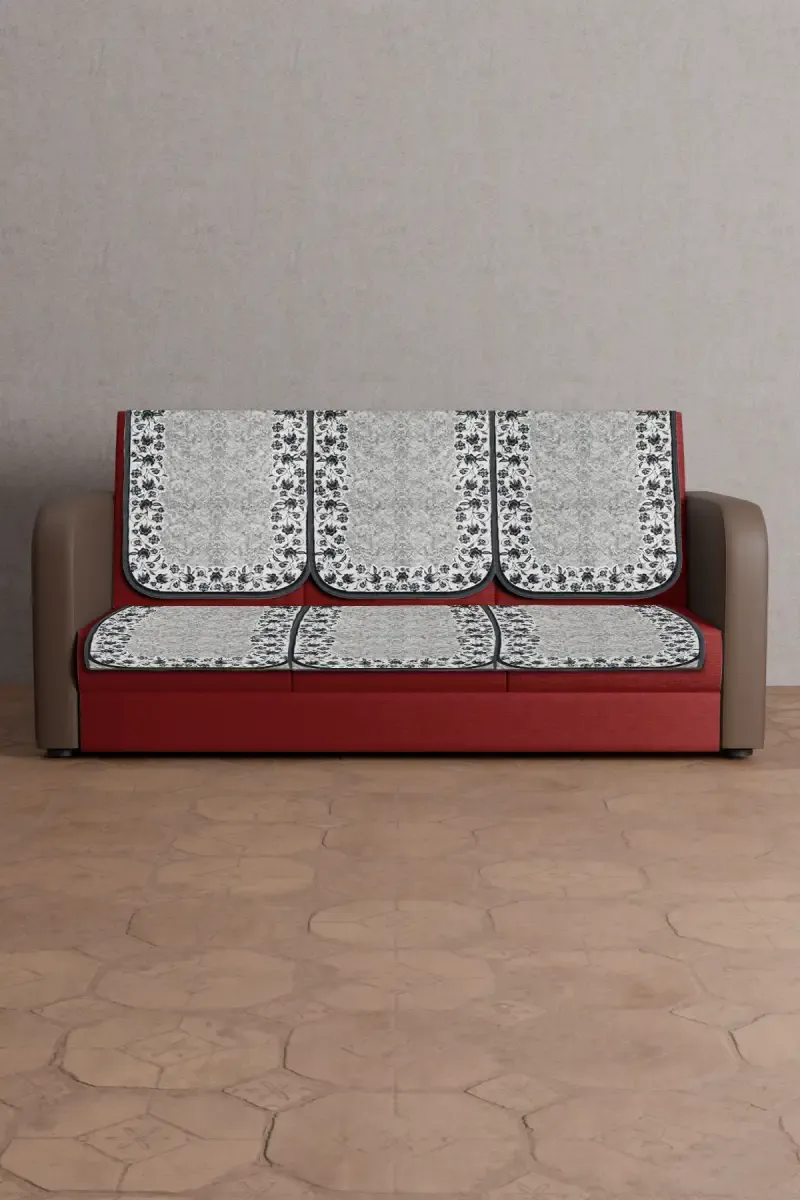 Cotton Embroidery Sofa Cover - Pack of 1 014695COTLIGGRE