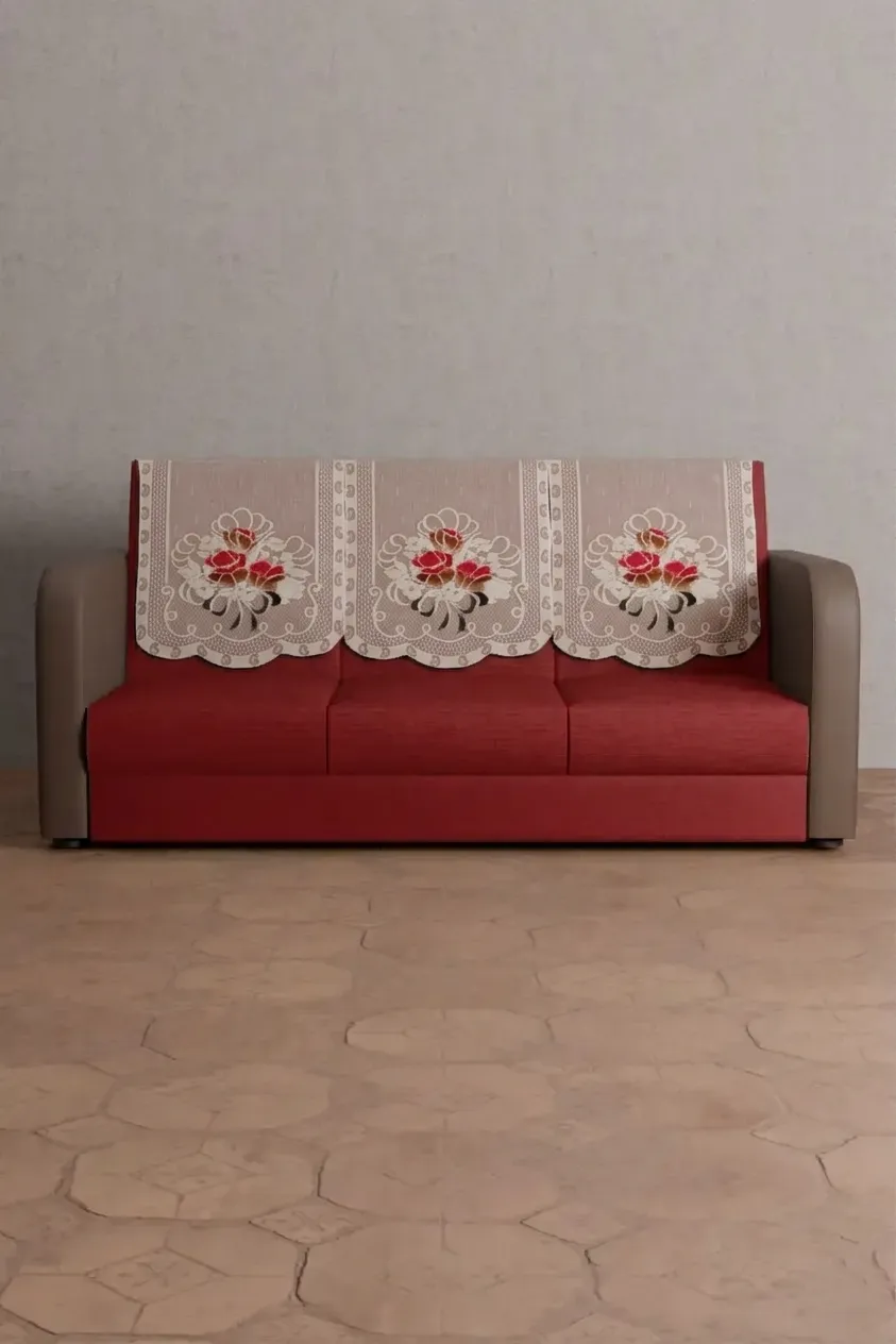 Sky Fab Knitted Floral Embroidery Sofa Cover - 10 Pcs