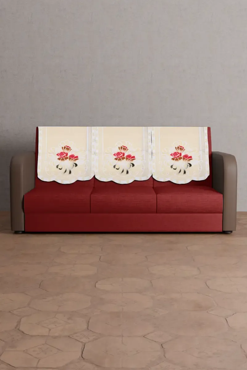 Sky Fab Knitted Floral Embroidery Sofa Cover - 10 Pcs