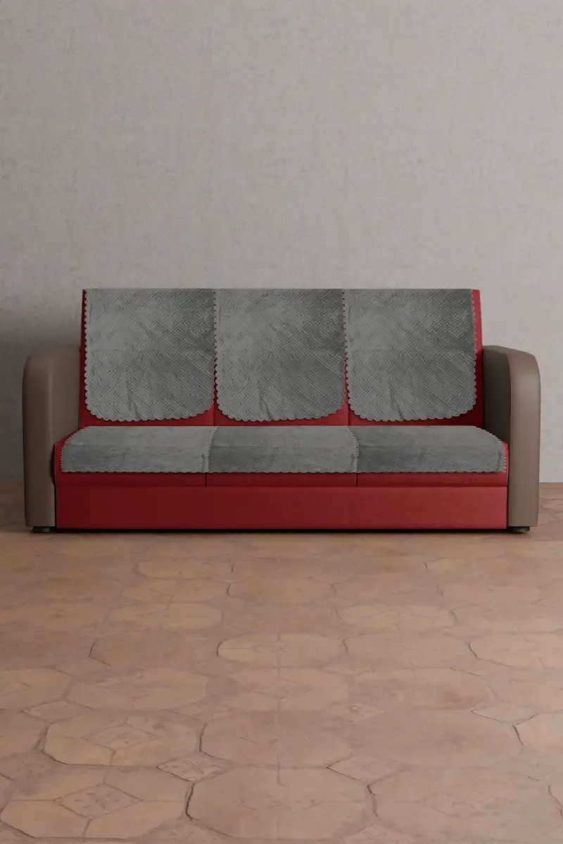 Sky Fab Polyester Plain Quilt Sofa Cover - 5 Seater