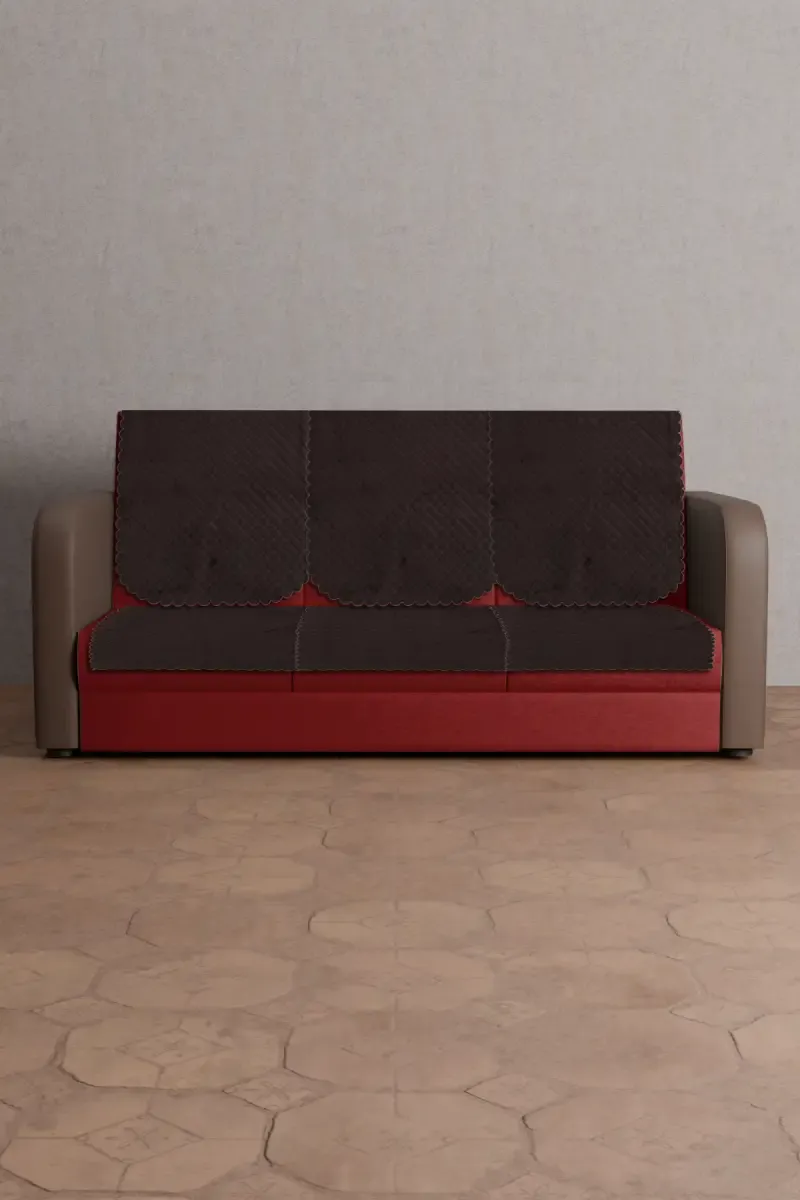 Sky Fab Polyester Plain Quilt Sofa Cover - 5 Seater