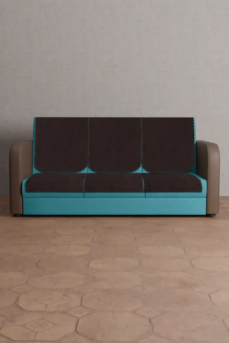 Sky Fab Polyester Plain Quilt Sofa Cover - 5 Seater