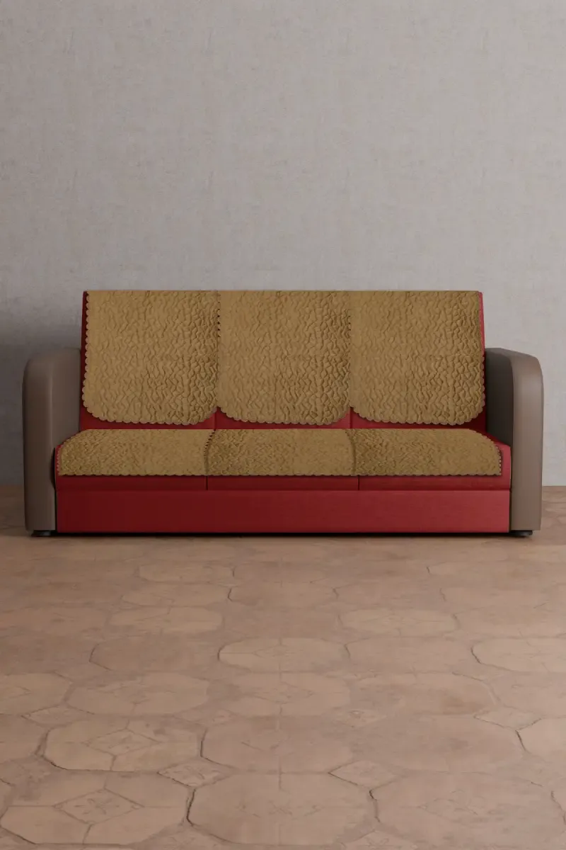 Sky Fab Polyester Plain Quilt Sofa Cover - 5 Seater