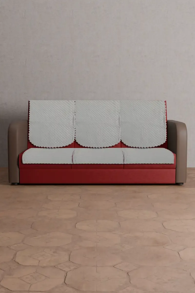Sky Fab Polyester Plain Quilt Sofa Cover - 5 Seater