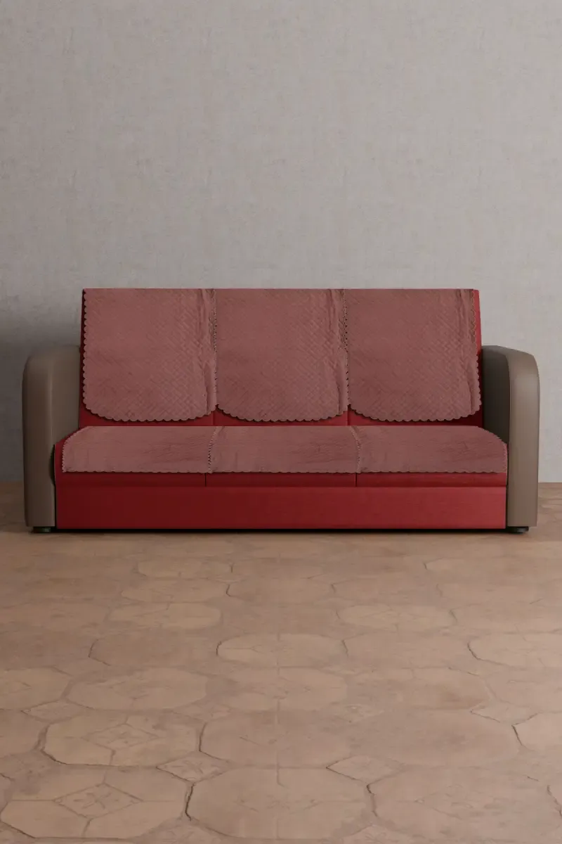 Sky Fab Polyester Plain Quilt Sofa Cover - 5 Seater