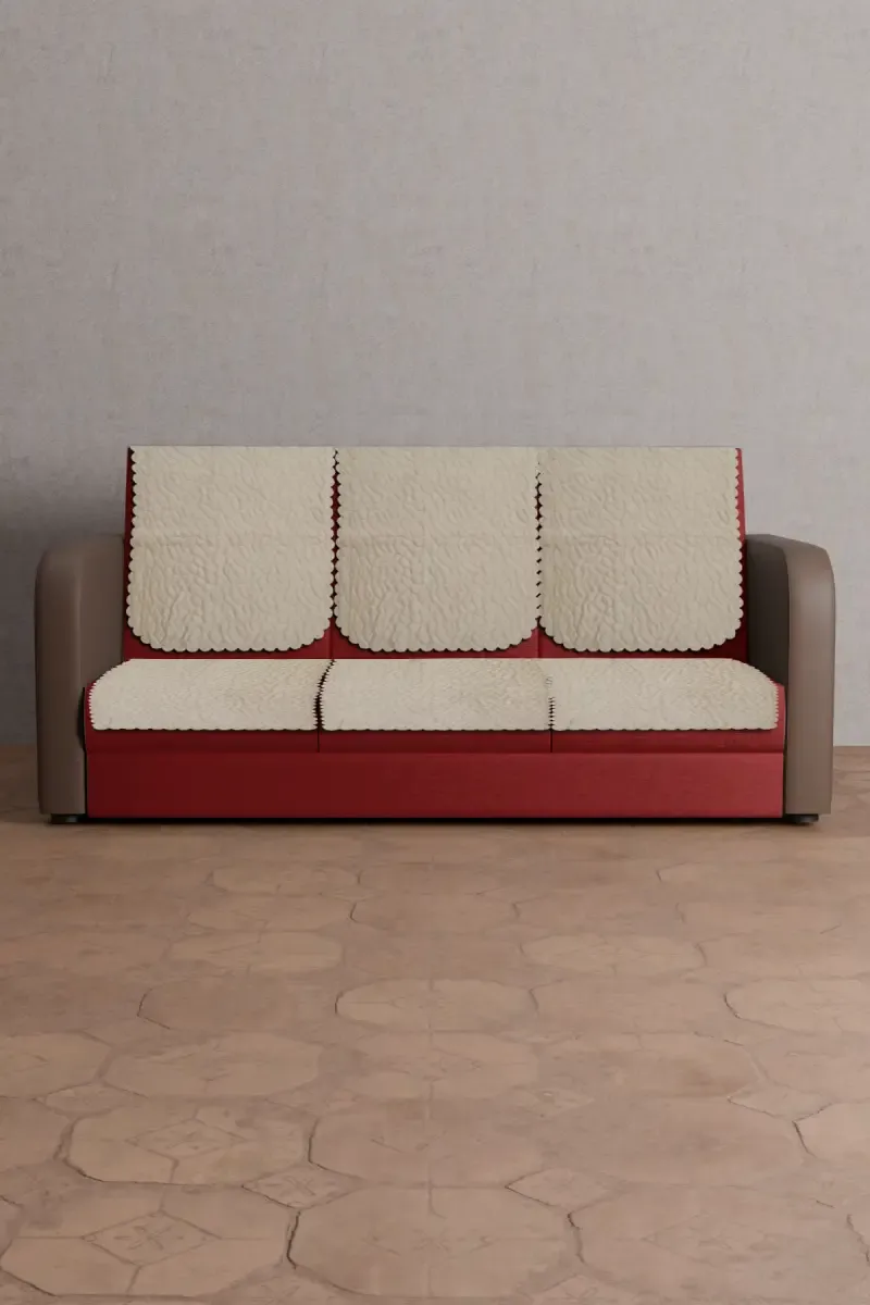 Sky Fab Polyester Plain Quilt Sofa Cover - 5 Seater