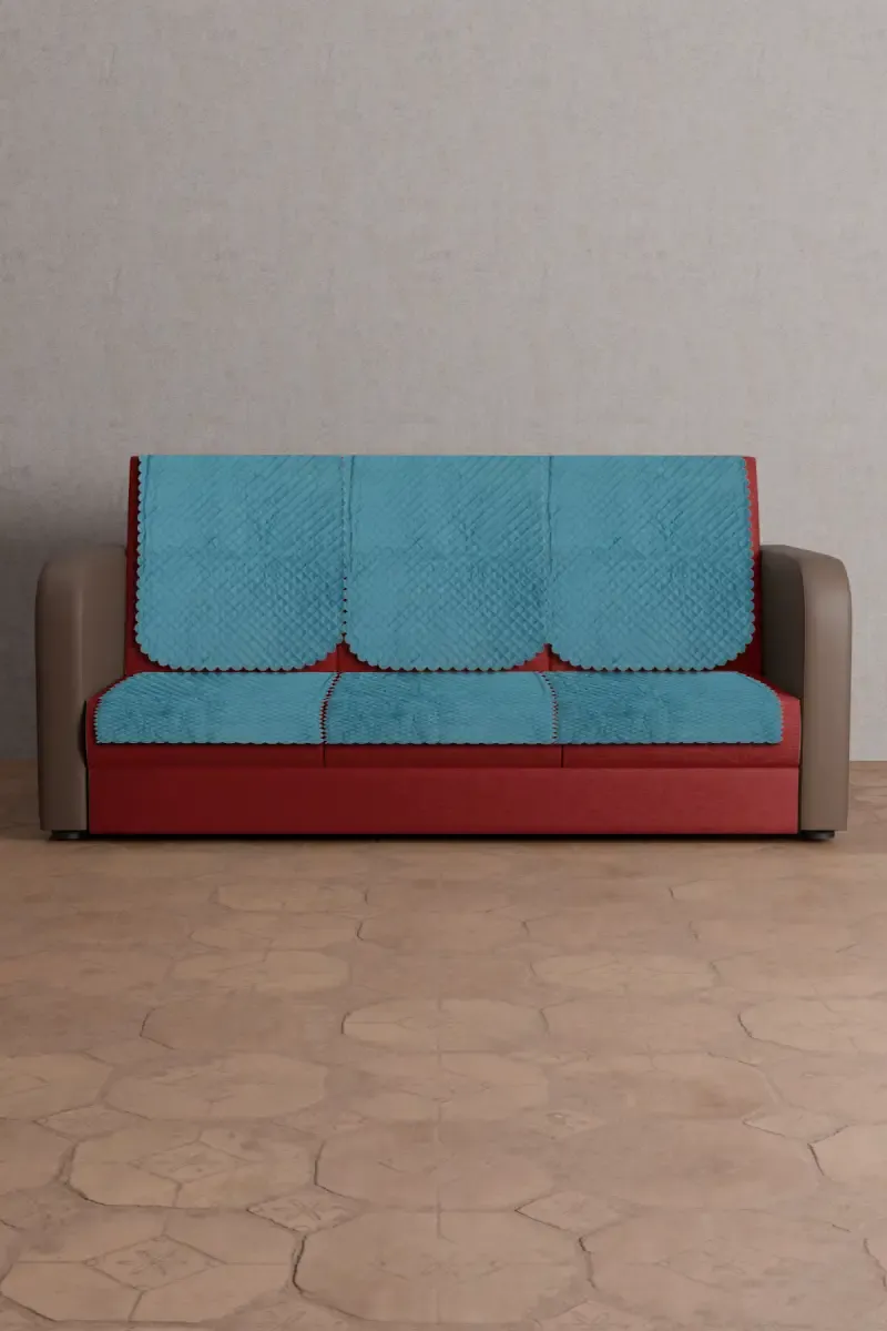 Sky Fab Polyester Plain Quilt Sofa Cover - 5 Seater