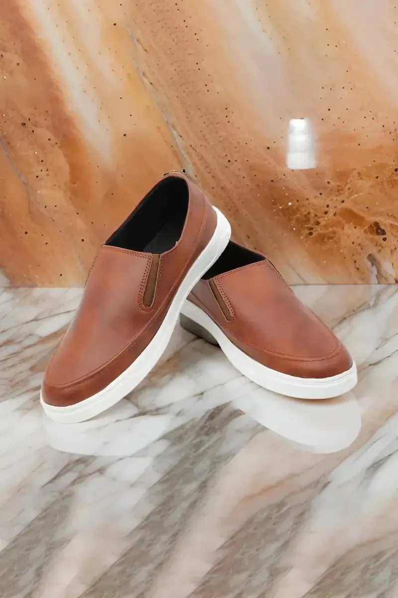 Solid Slip-on Casual Shoes for Men 0147289TAN