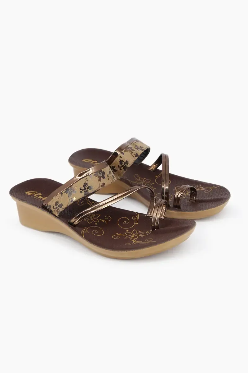 Women's Printed Toe-Ring wedge Slippers