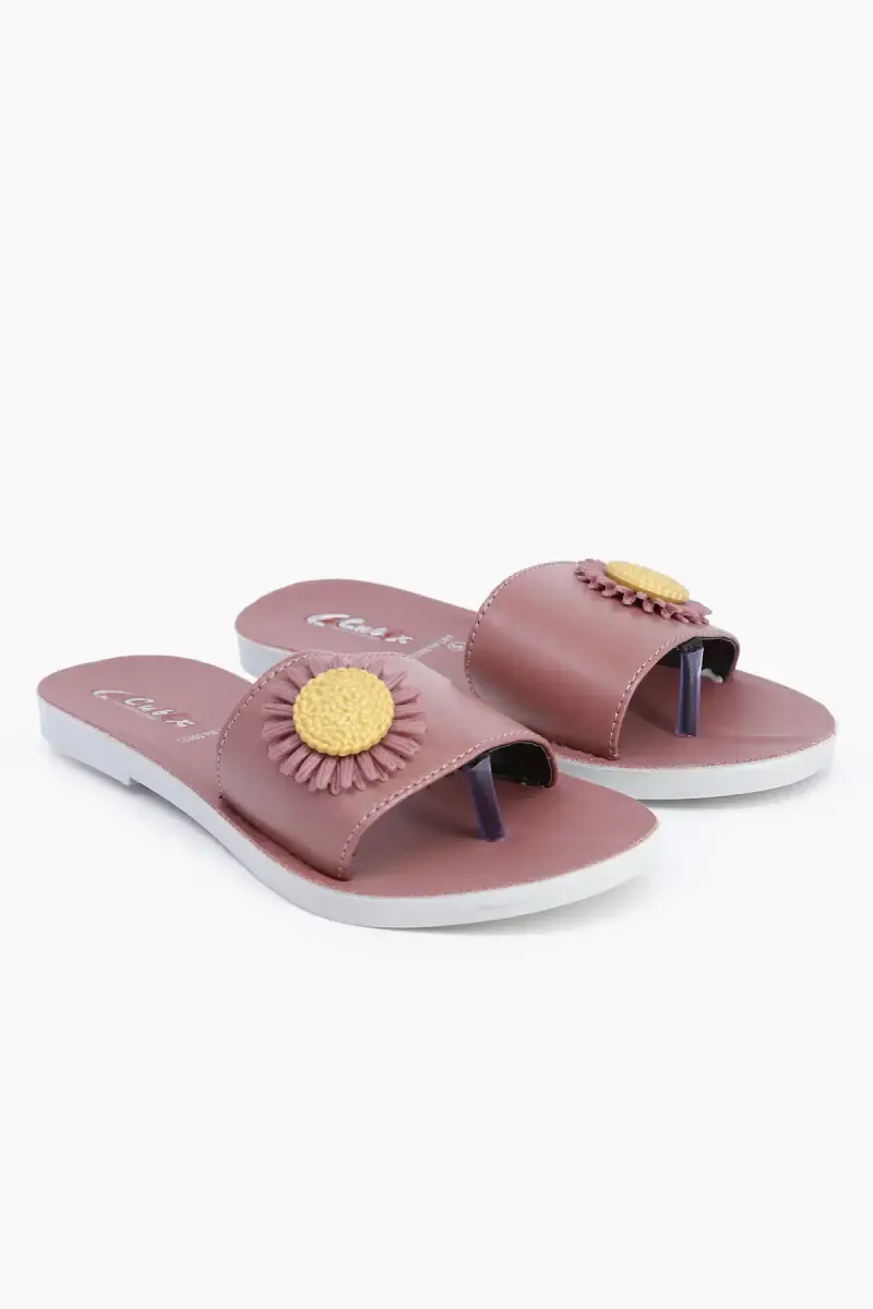 Synthetic Flat Slides for Women