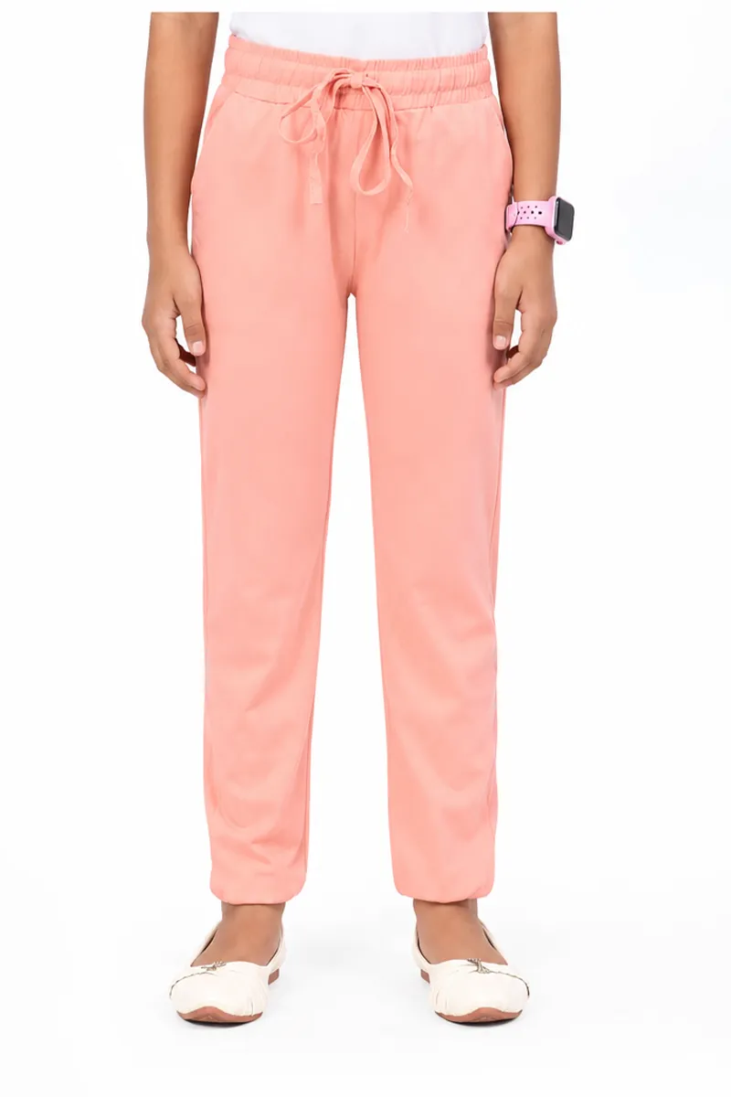 Girl's Cotton Blend Solid Pattern Joggers (4 - 17Yrs) 014785PEA89YRS