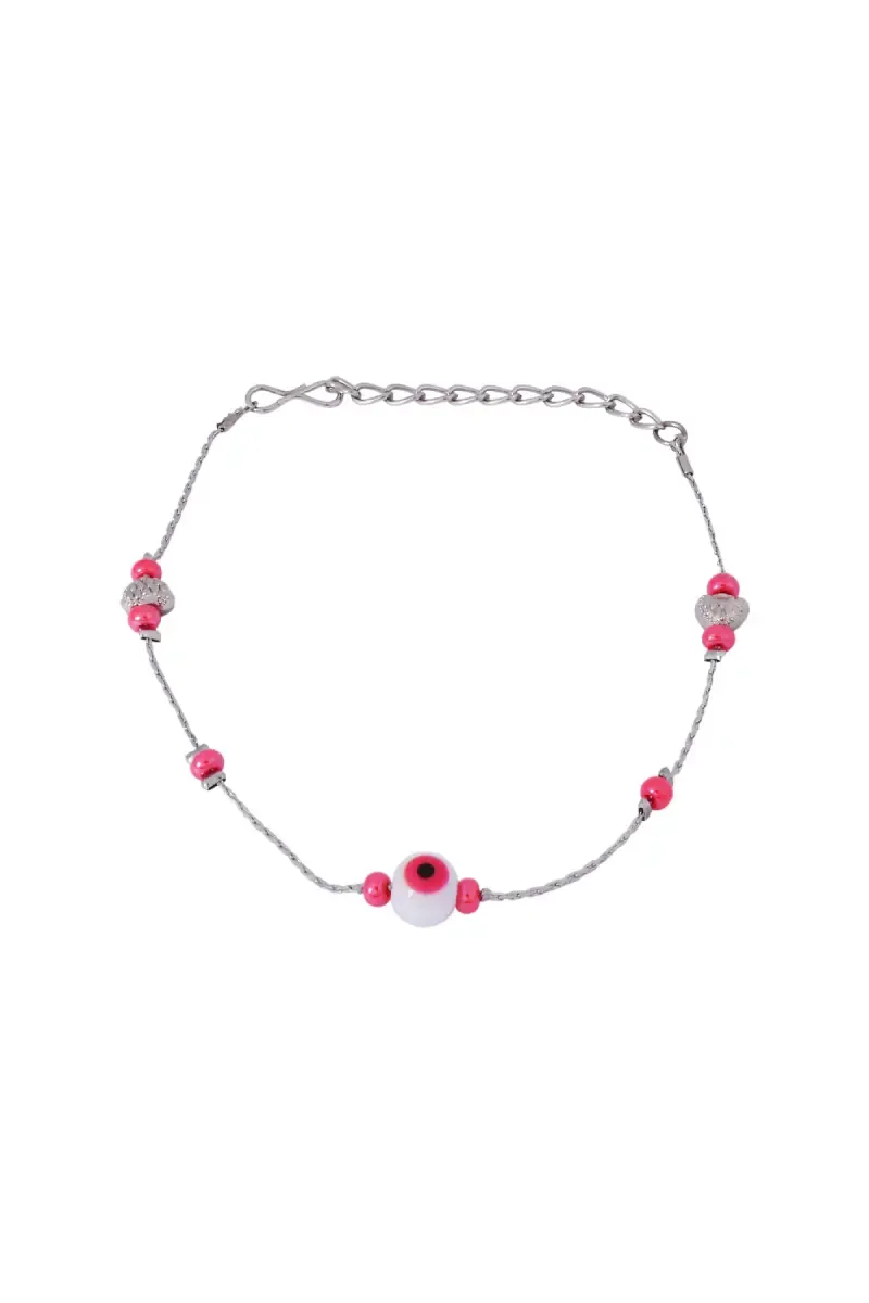 Silver Plated Evil Eye Beads Anklets for Women & Girls