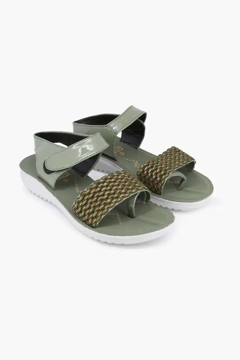 Elegant Woven Strap & Velcro Closure Sandals for Women