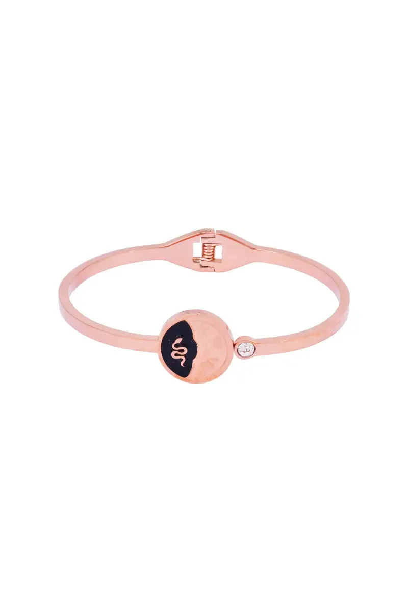 Rose Gold Plated Snake Design Open Bangle Bracelet