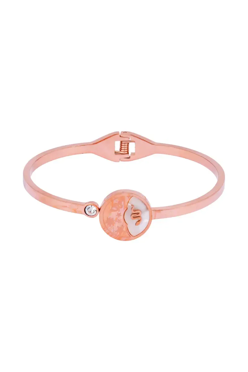 Rose Gold Plated Snake Design Open Bangle Bracelet