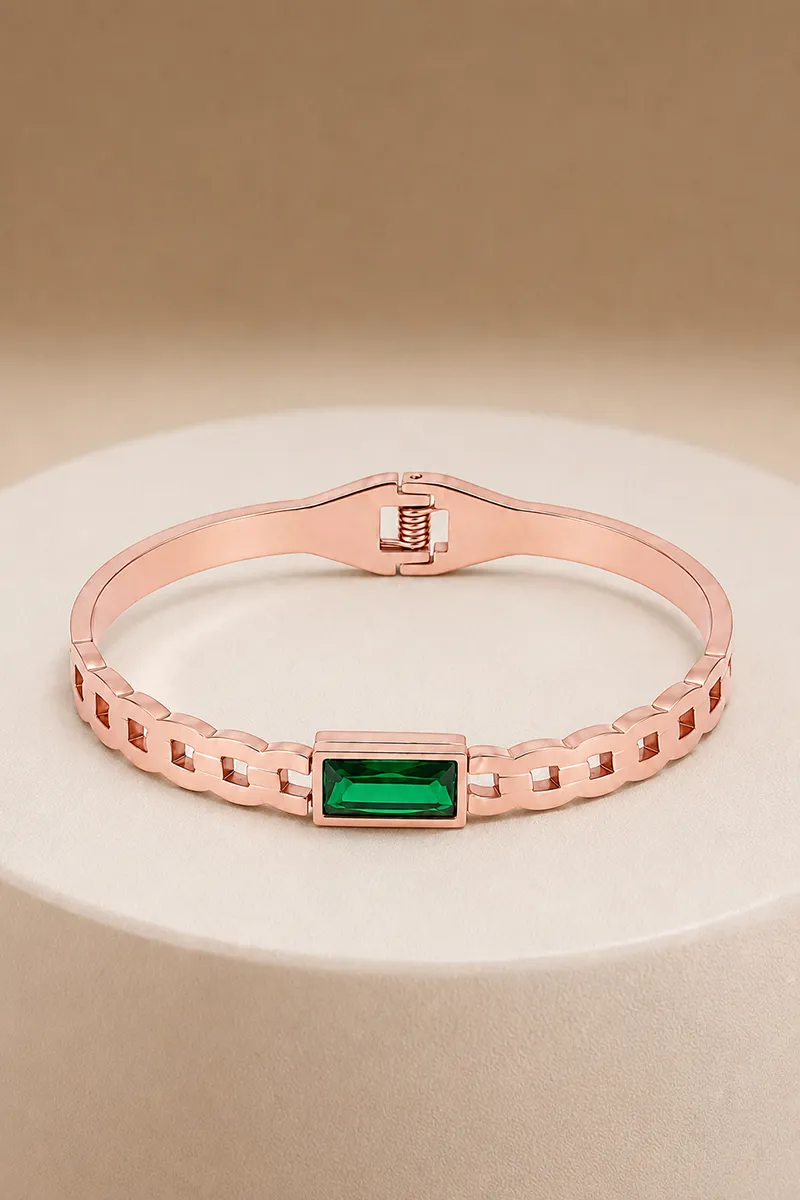 Emerald Stone Alloy Bracelet for Women
