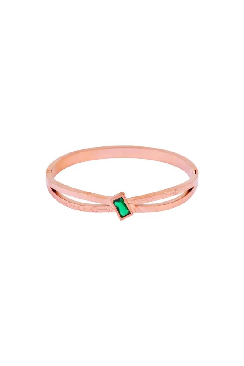 Alloy Rose Gold Plated Emerald Stone Bracelet for Women