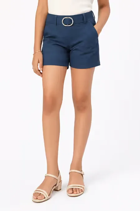 Girl's Polyester Solid Shorts (4-17 Yrs) 014851TEA67YRS